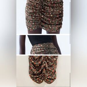 Zara NWT Multicolor Floral Ruched Skirt